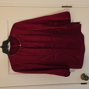 Lafayette 148 New York Rich Red Silk Blouse